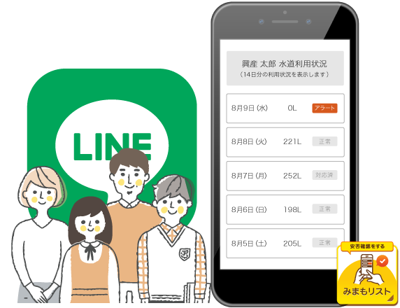 LINEで水道使用量確認イメージ